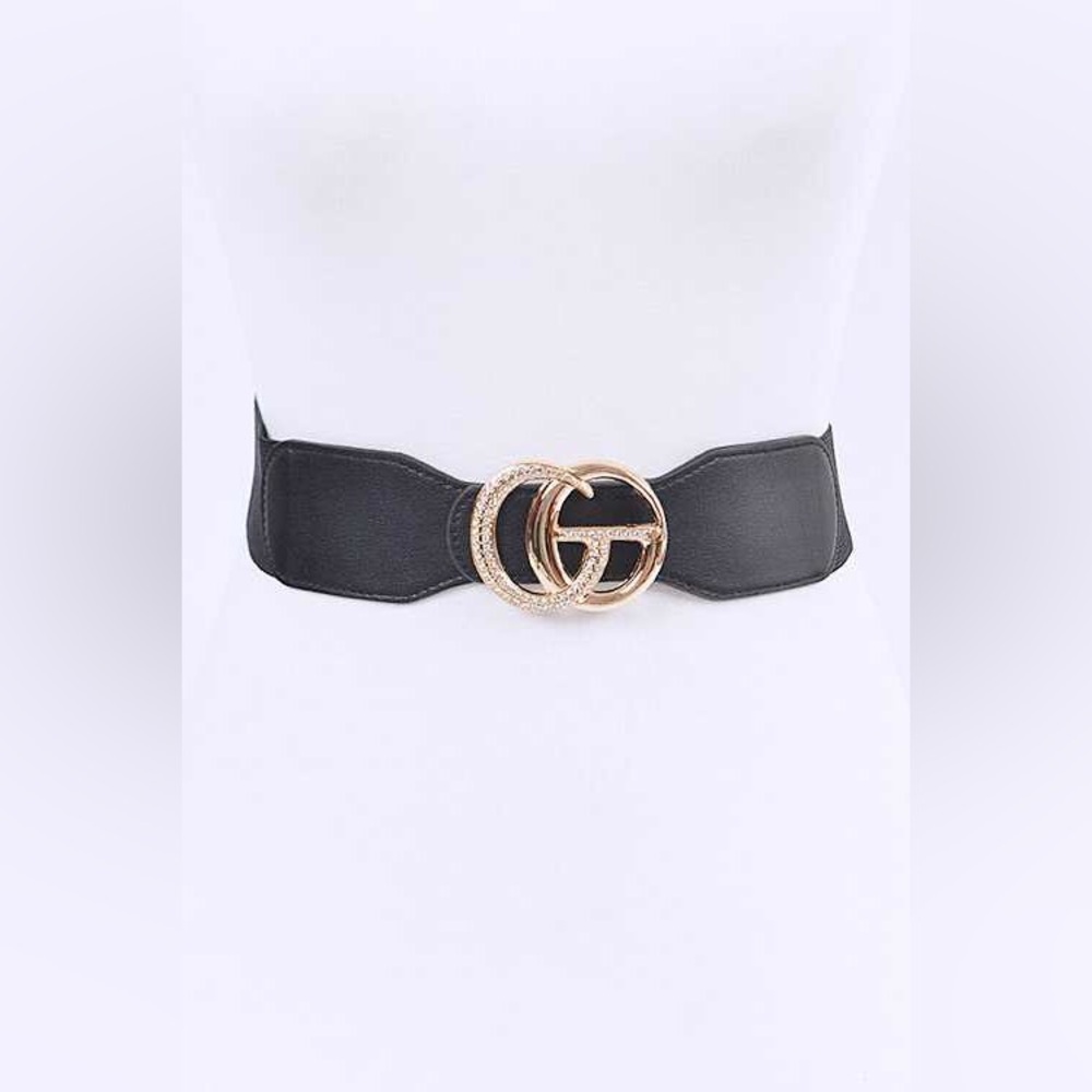 Plus Size Vegan Leather & Gold Buckle Statement Belt - Camel, Black, or Red